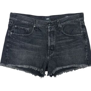 Edwin Jean Shorts CAI Denim Cut-Offs Cotton Whiskering Button Fly Women Black 32